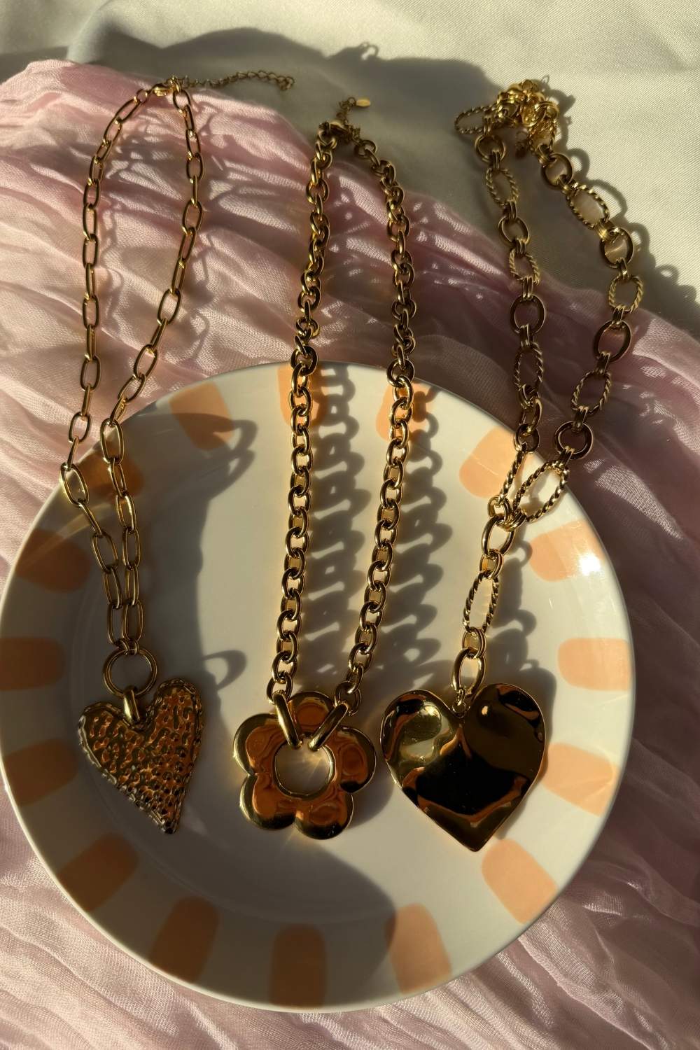 Long heart ketting | Goud