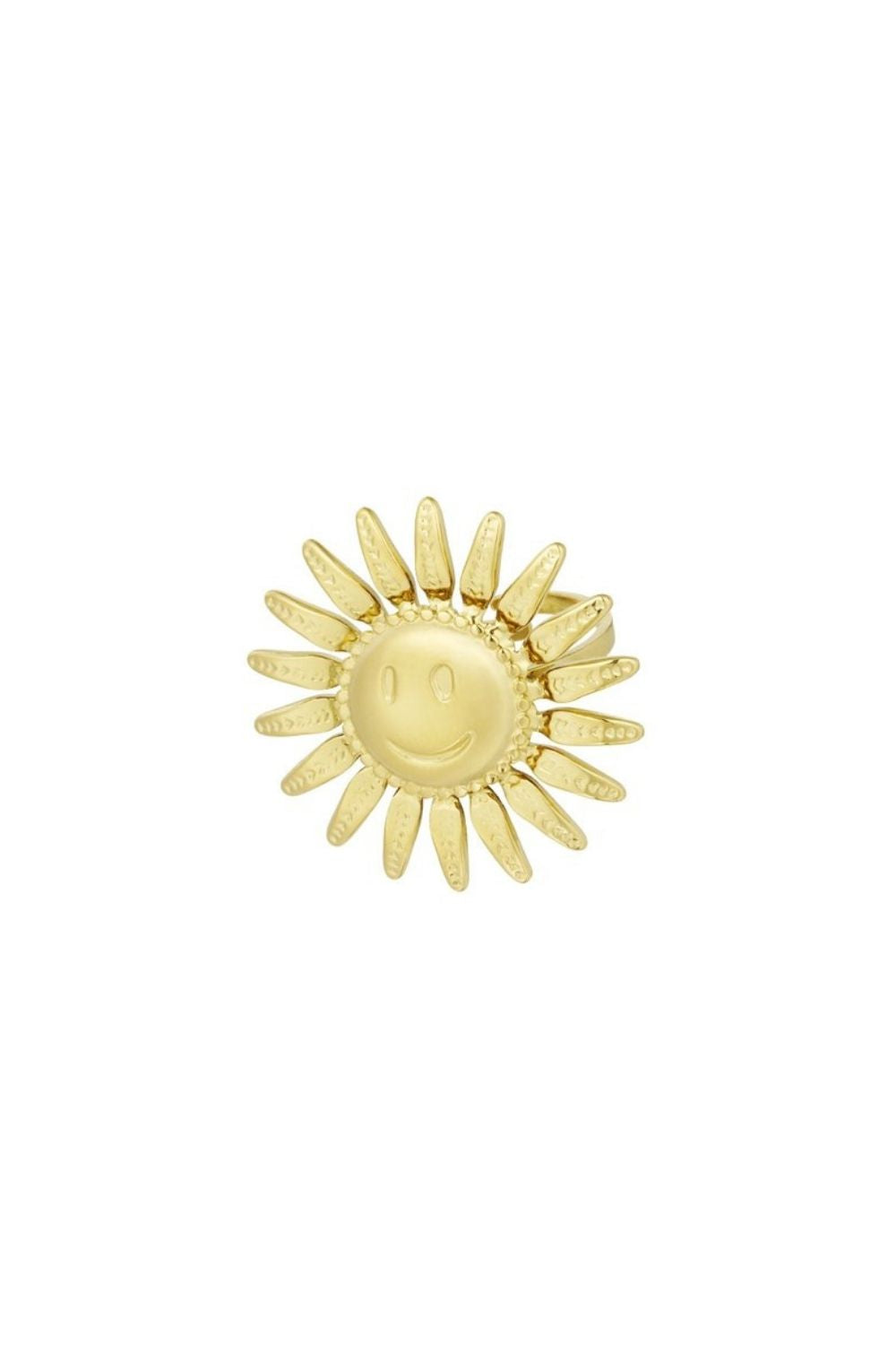 Statement smiley sun ring – Goud
