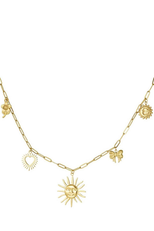 Sunny charm ketting | Goud