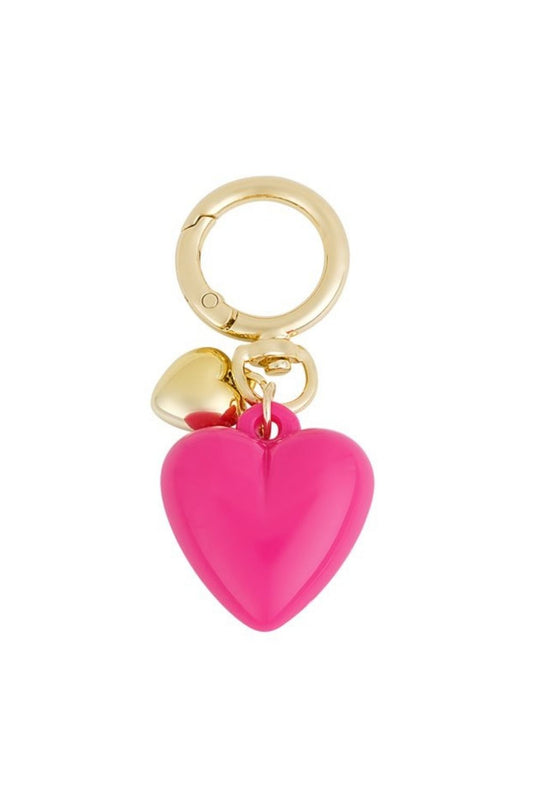 Big & small heart charm | Fuchsia