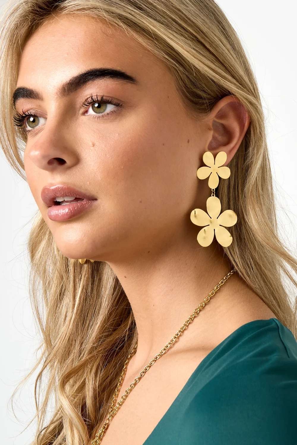 Golden flower oorbellen | Goud