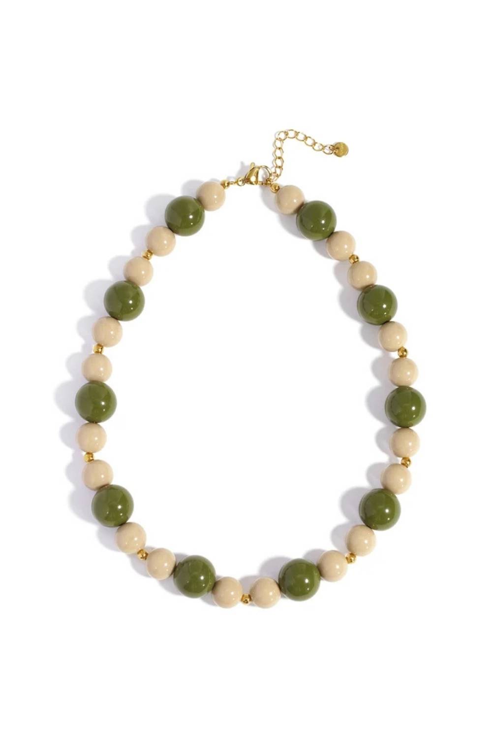 Dreamy Beads Ketting | Beige en Olijfgroen