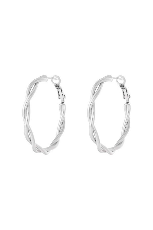 Gevlochten hoops oorbellen | Zilver