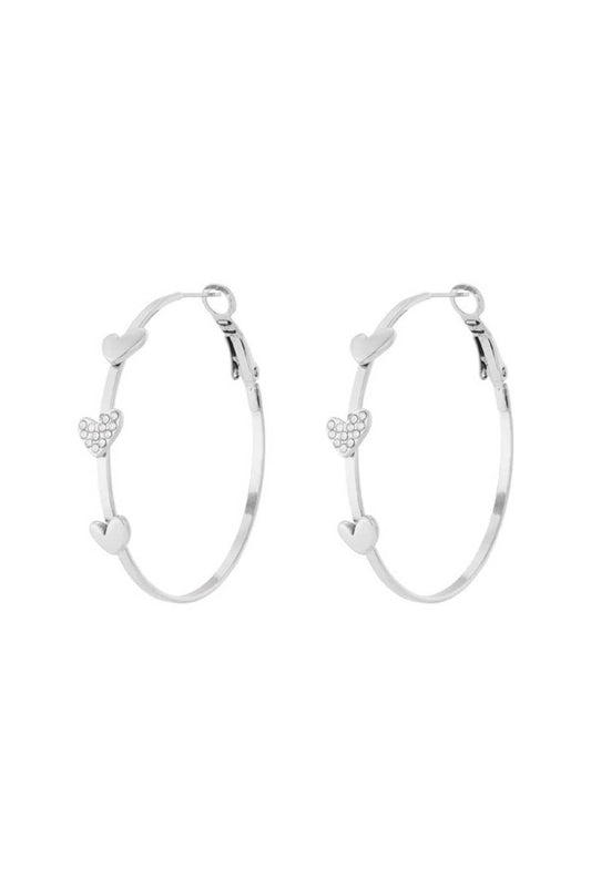 Hoops met hartjes | Zilver
