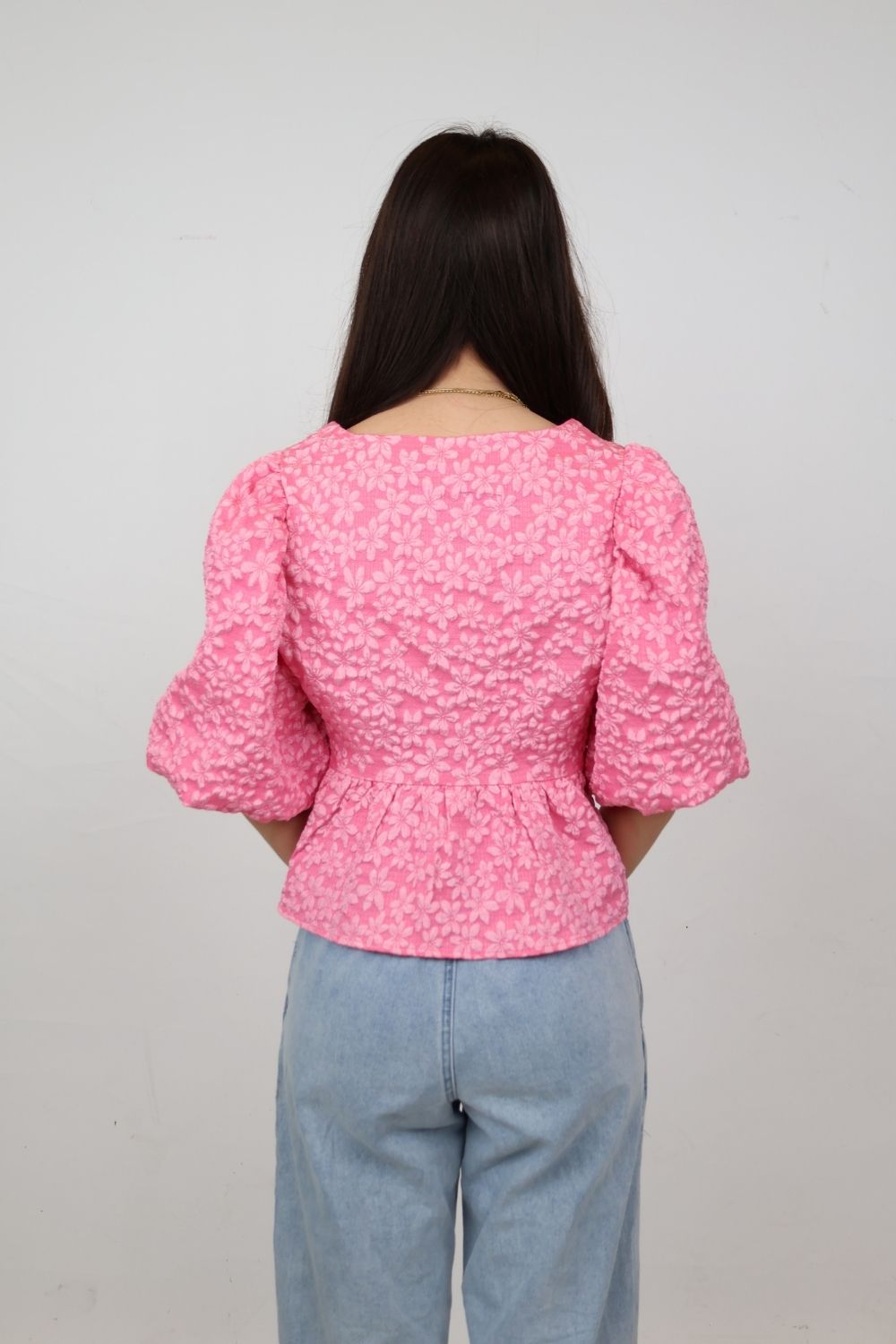 Peplum top met bloemenpatroon | roze