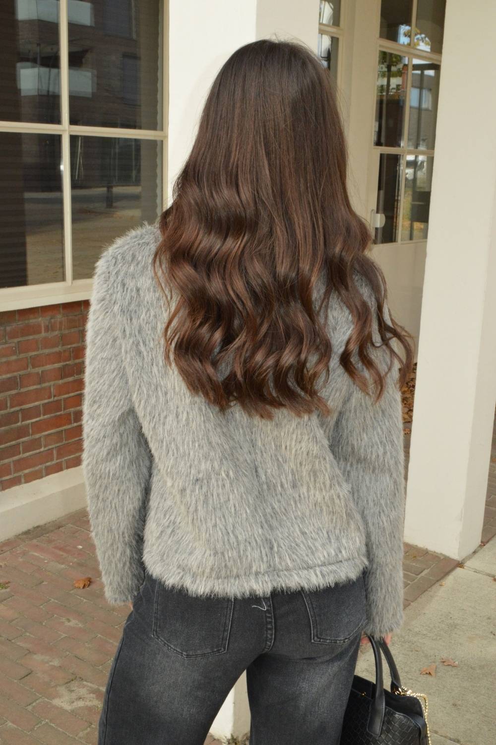 Soft faux fur jas | Grijs