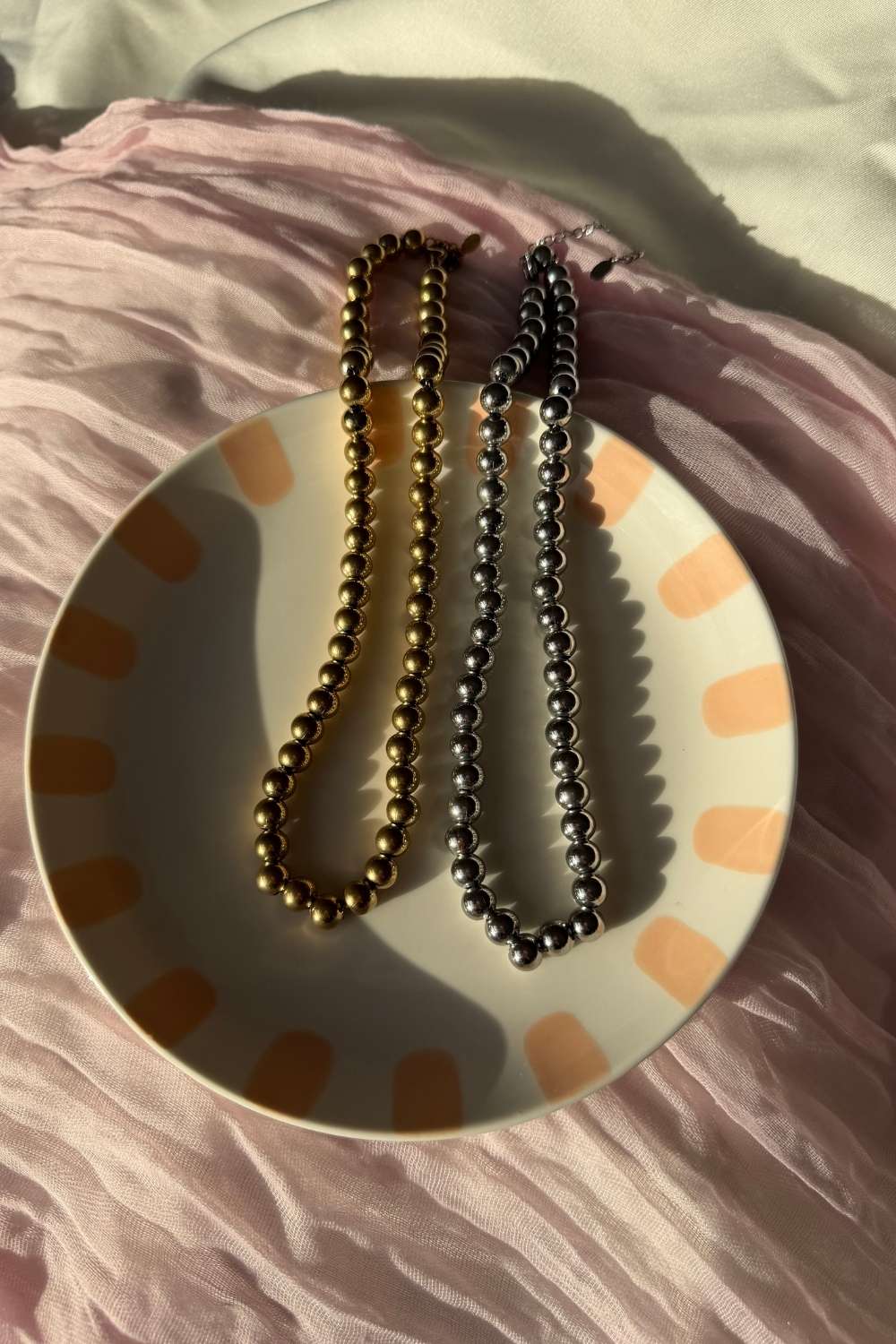 Statement beads ketting | Zilver