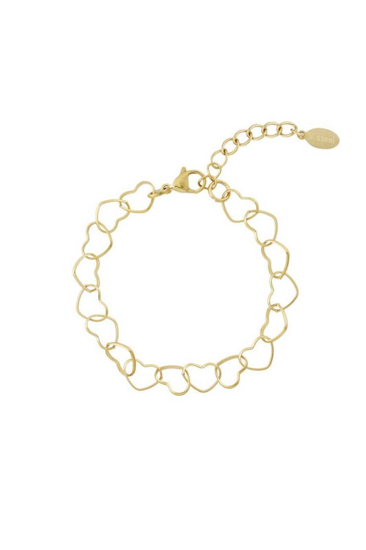 Armband met open hartjes | Goud