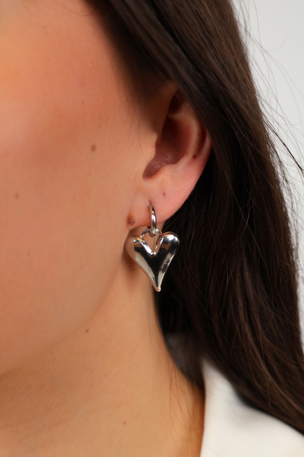 Big heart oorbellen - zilver