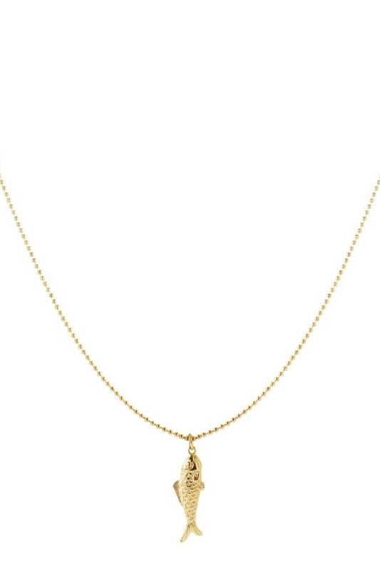 Fish charm ketting | Goud