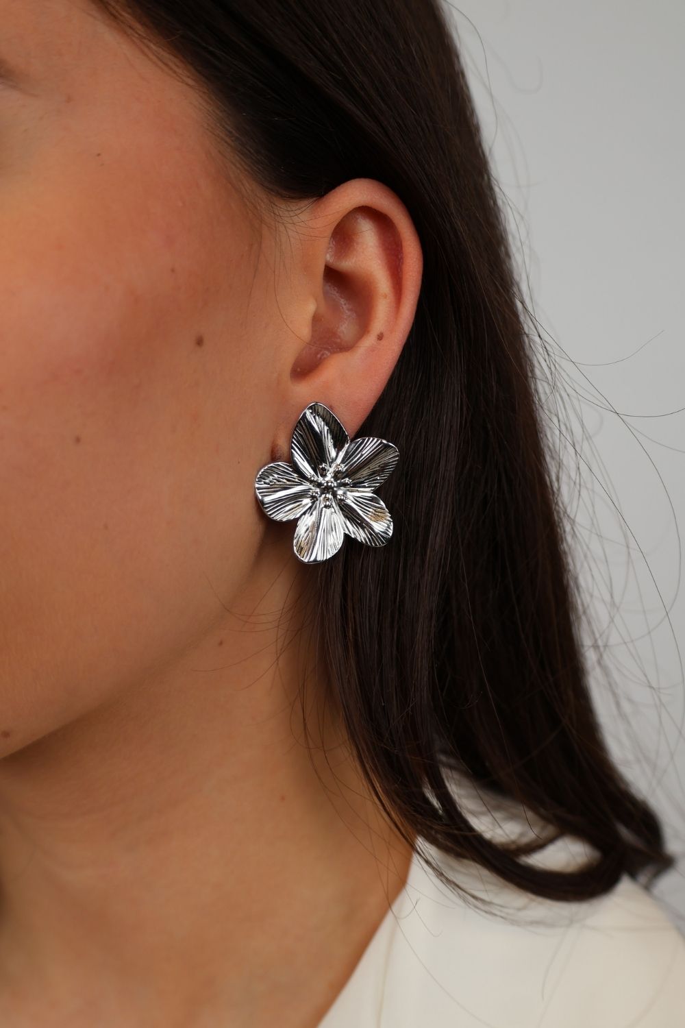 Big flower oorbellen – Zilver