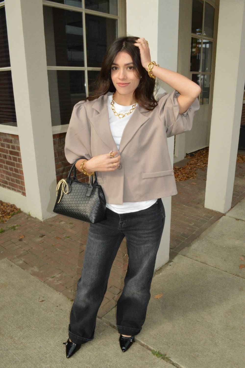 The office look korte blazer | Taupe