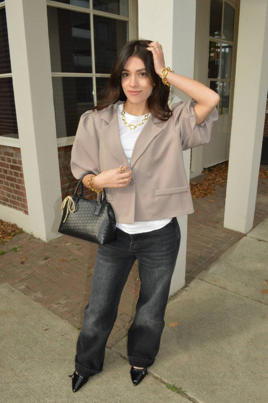 The office look korte blazer | Taupe