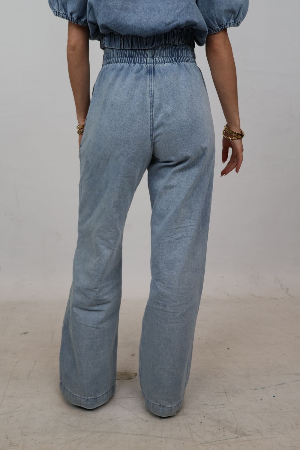 Spijkerbroek met elastische touwsluiting | Blauw