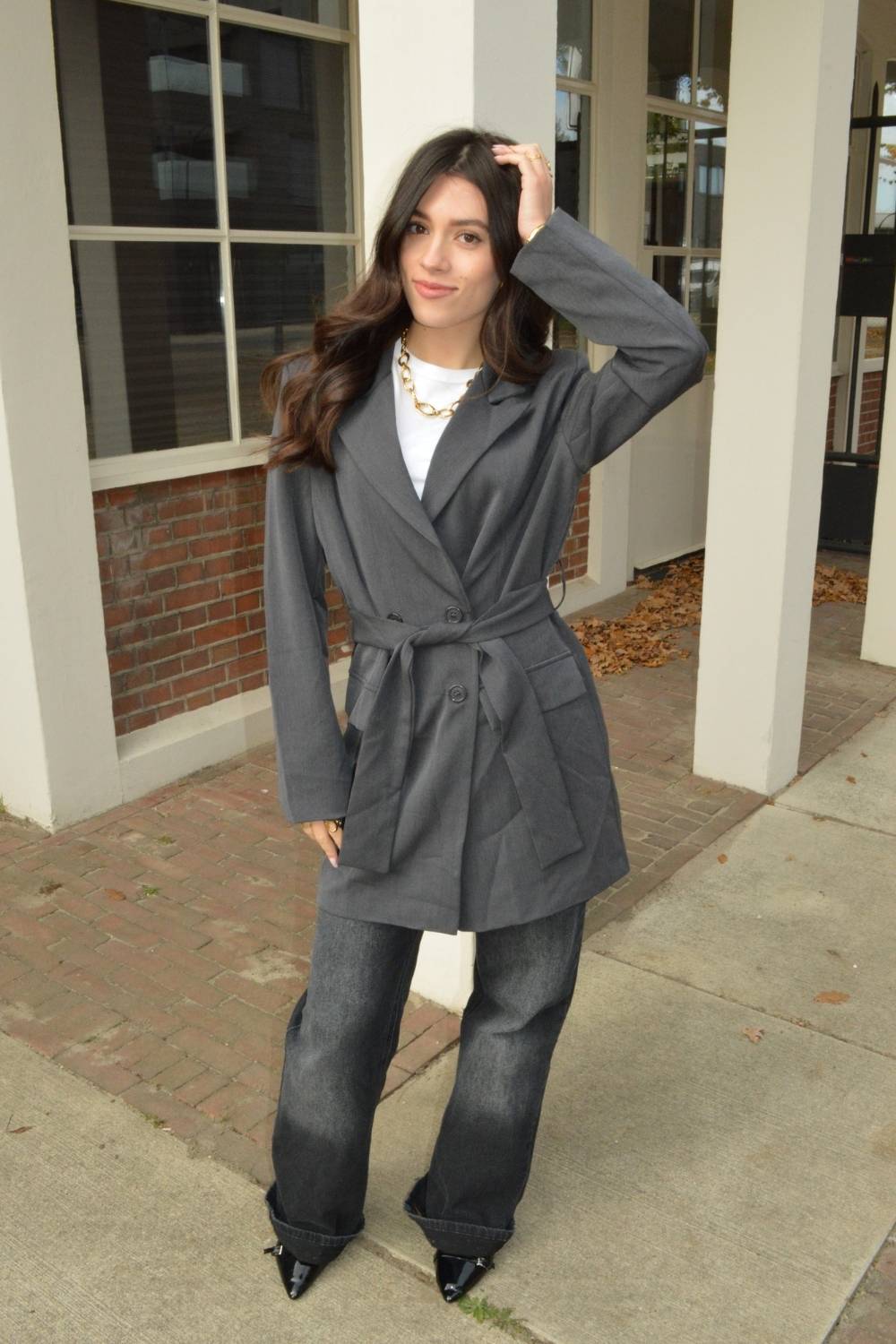 The Belted Blazer | Donkergrijs