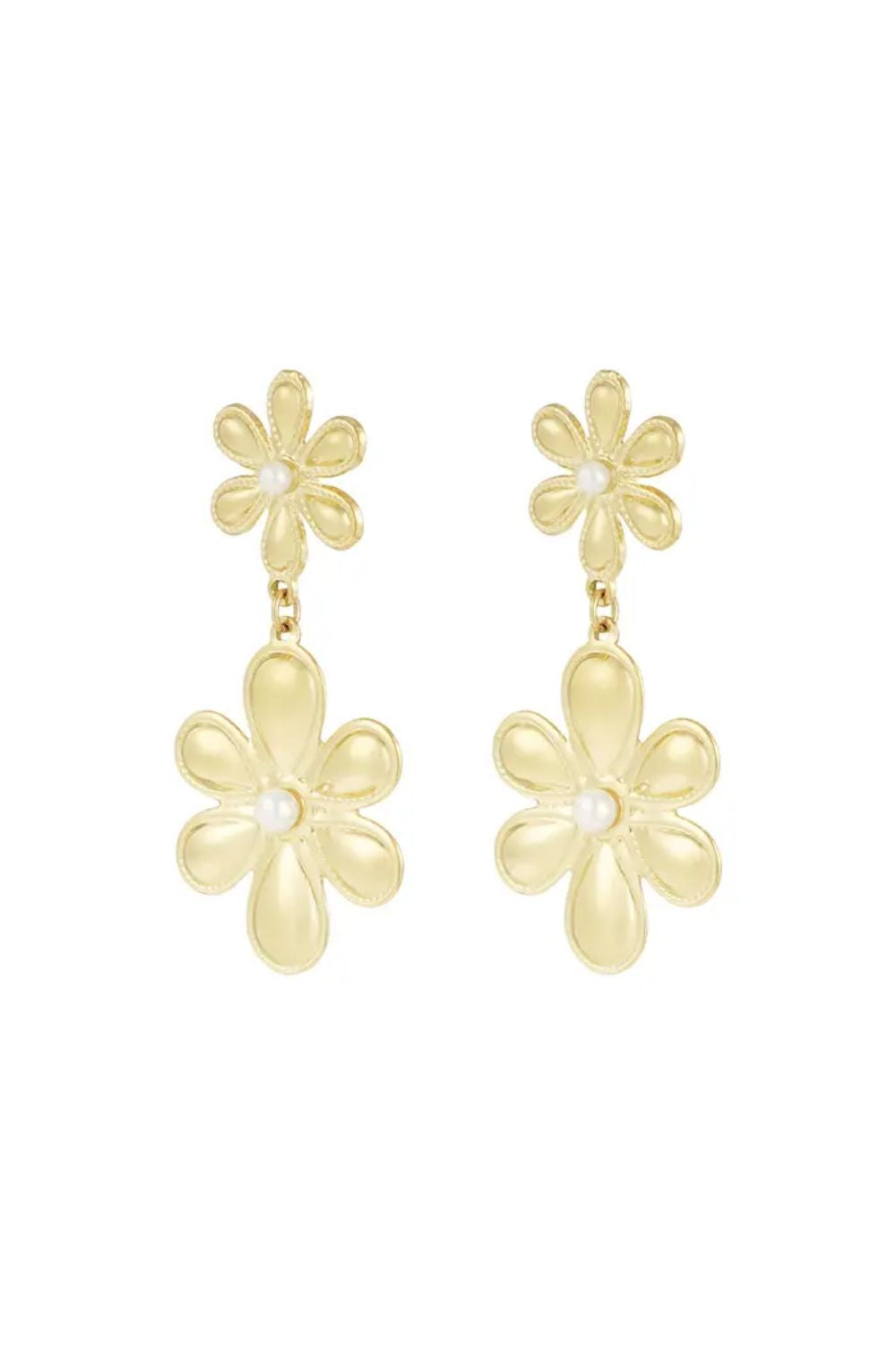 Trendy flower oorbellen | Goud