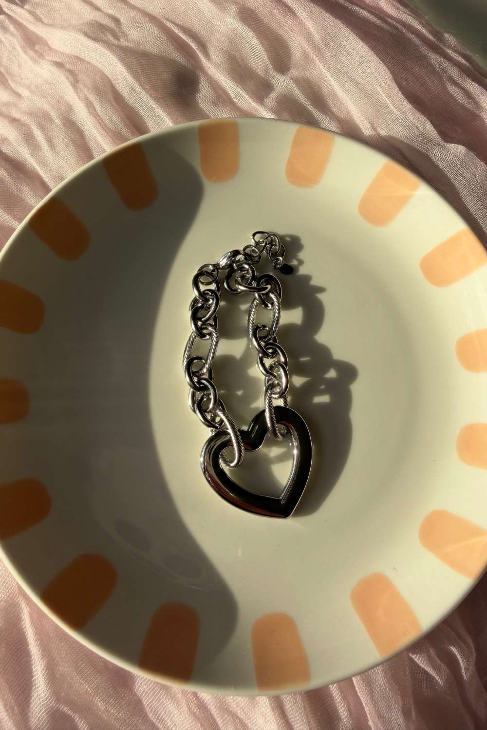 Bold heart chain armband | Zilver