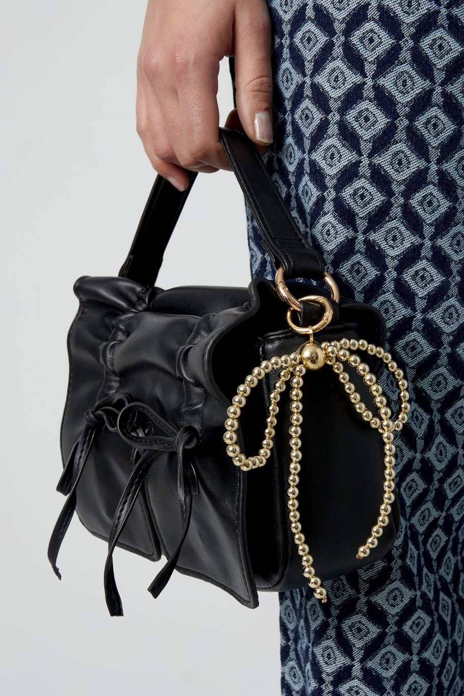 Beaded bow bag charm | Goud