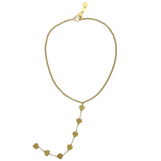 Hangende hartjes ketting | Goud
