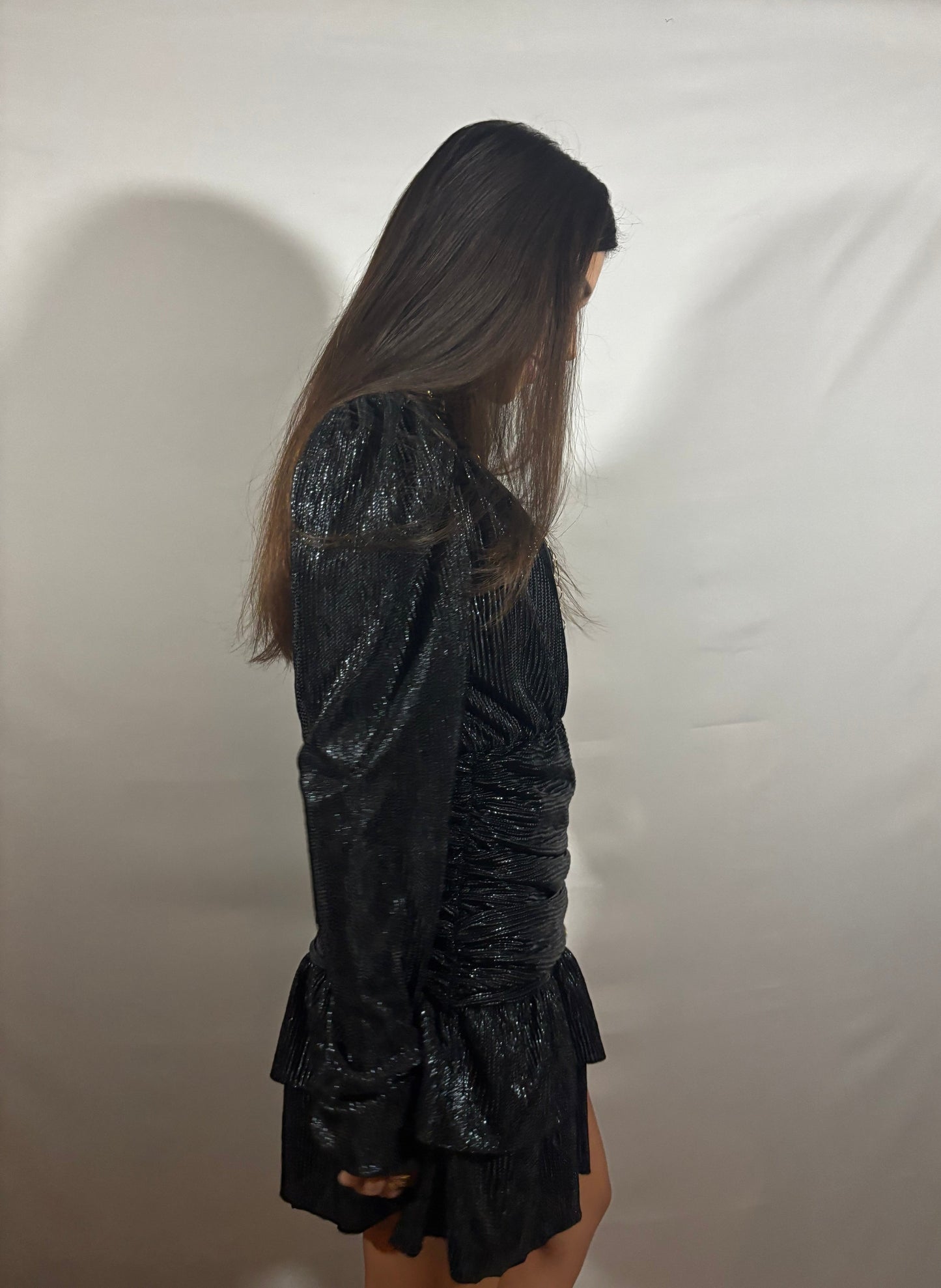 Fay one shoulder glitterjurkje | Zwart