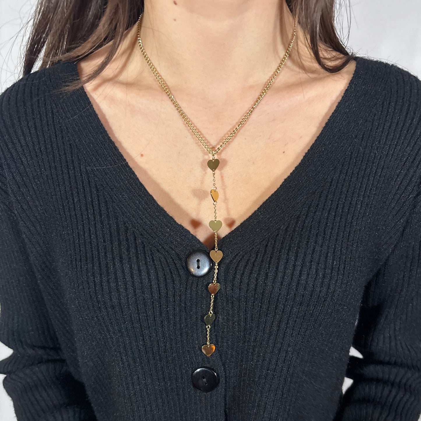 Hangende hartjes ketting | Goud