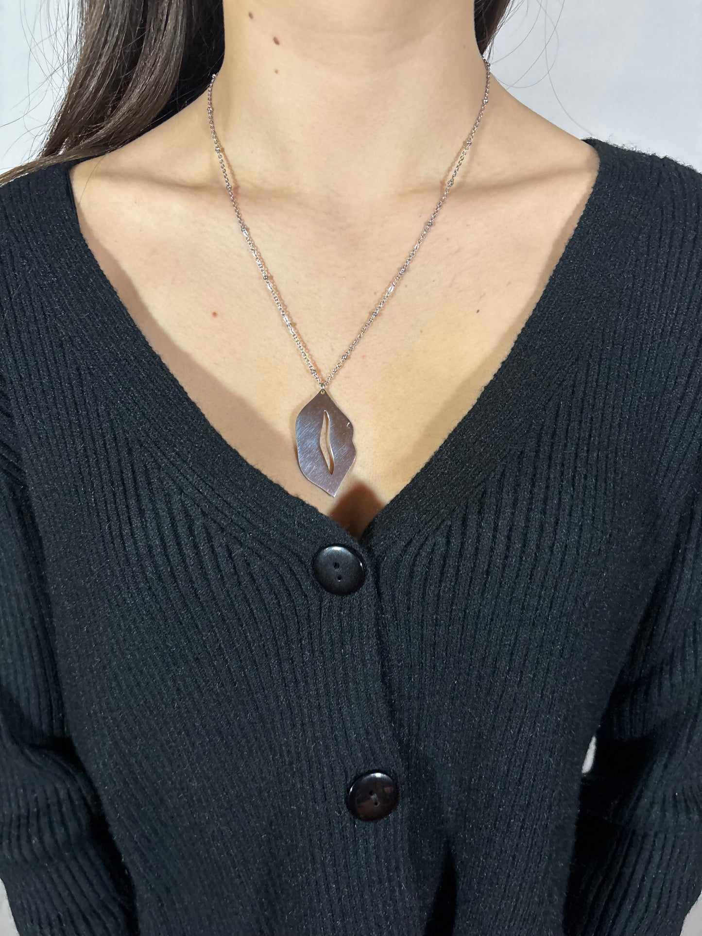 Ketting met lipbedel | Zilver