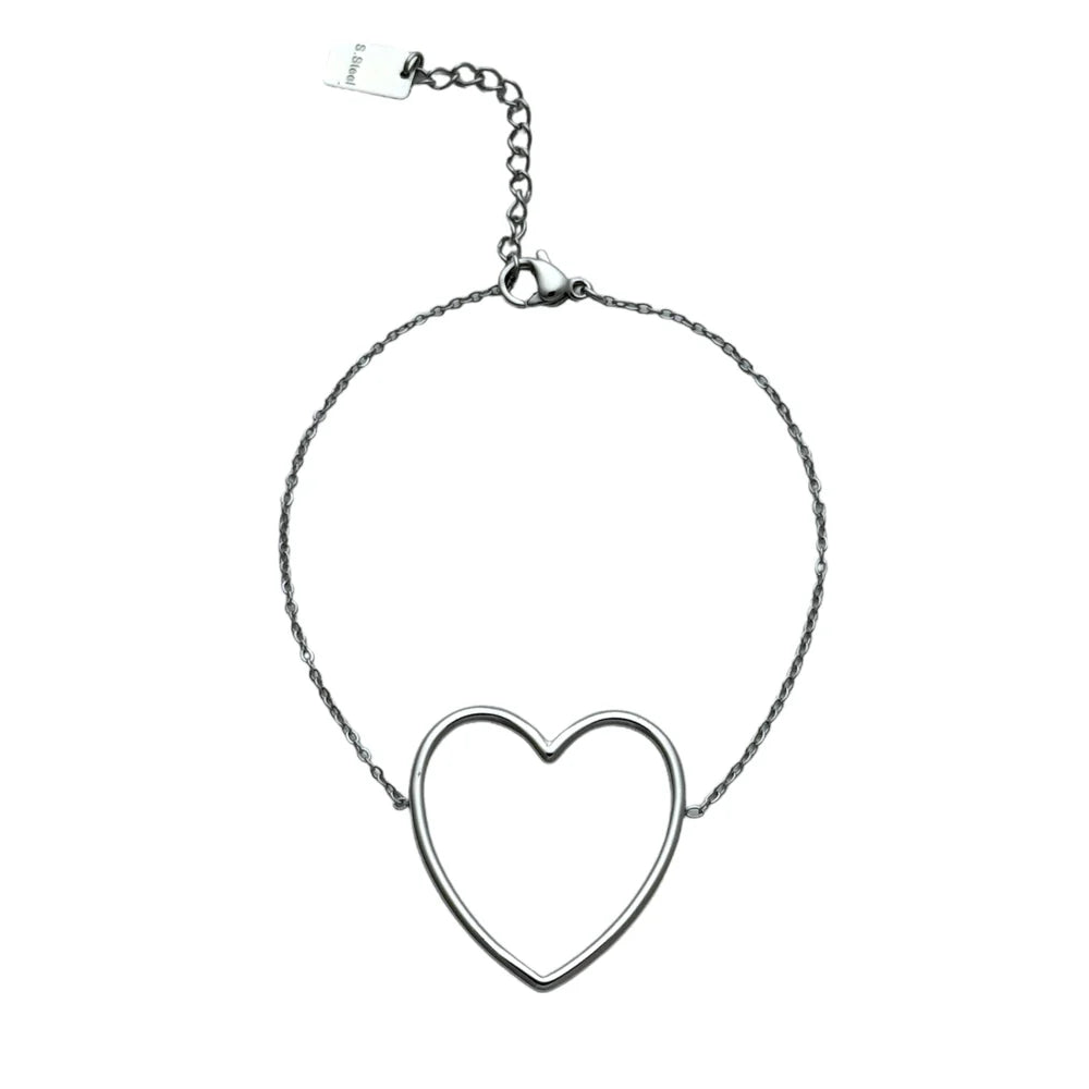 Simpele open hart armband | Zilver