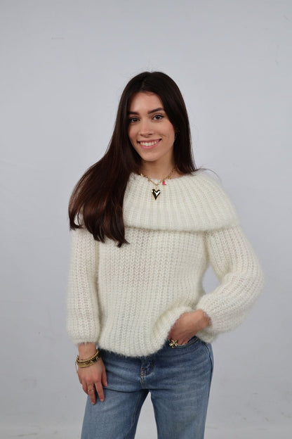 Off-shoulder trui | Wit