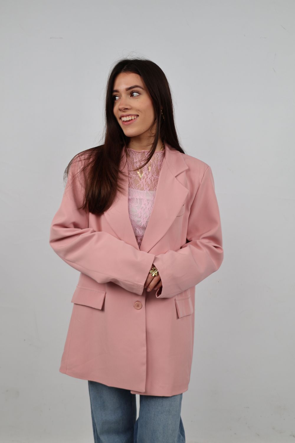 Strikjes blazer | Roze