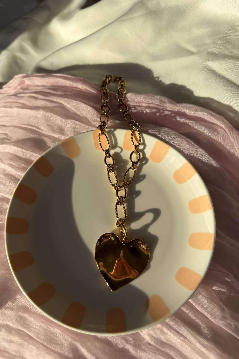 Long heart ketting | Goud