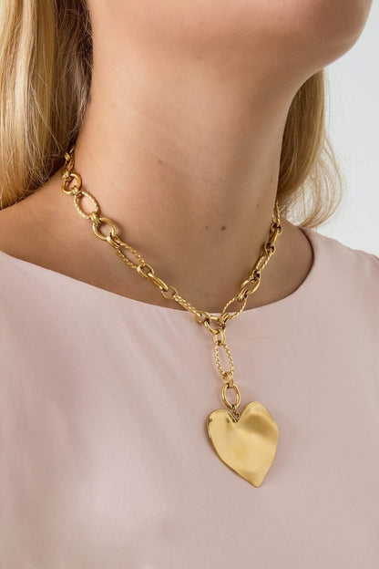 Long heart ketting | Goud