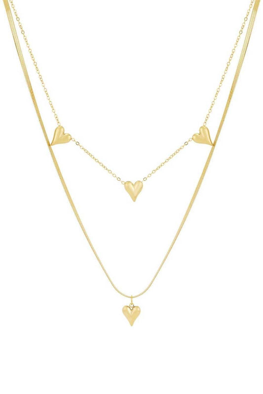 Double hearts ketting | Goud