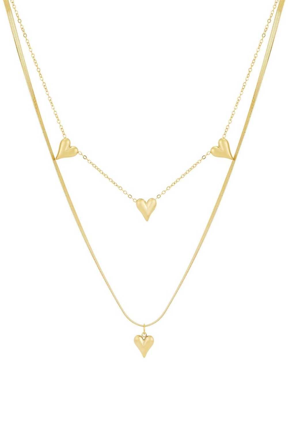 Double hearts ketting | Goud