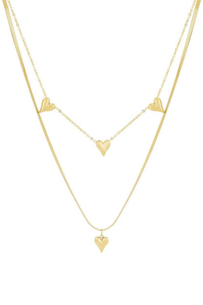Double hearts ketting | Goud