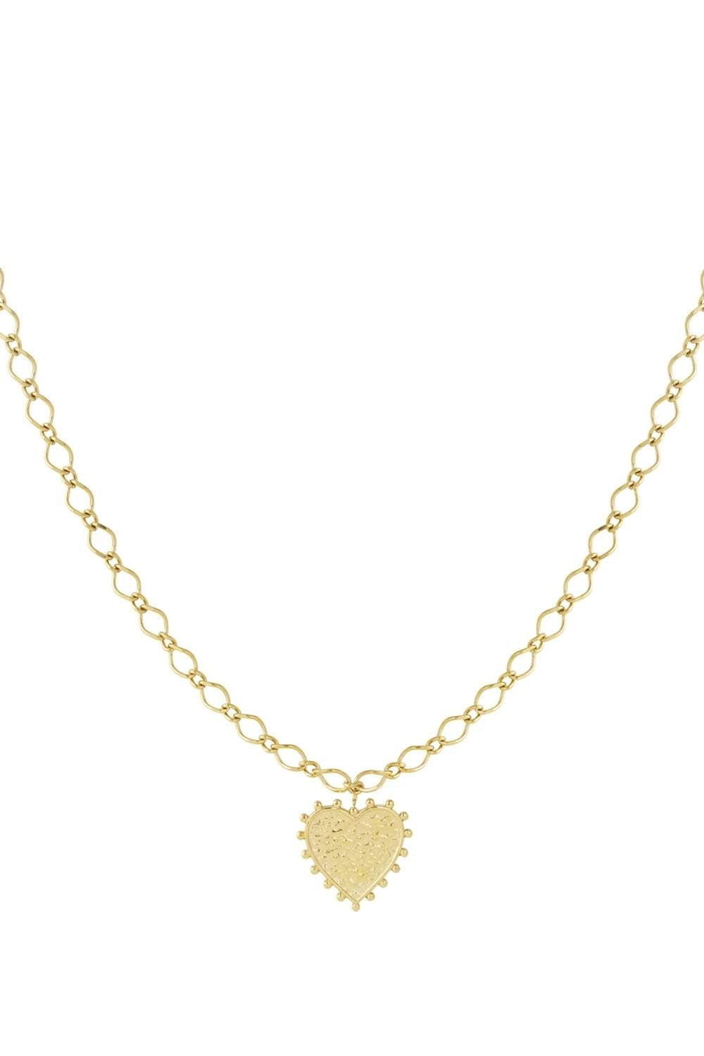 Textured heart ketting | Goud