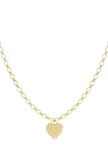 Textured heart ketting | Goud