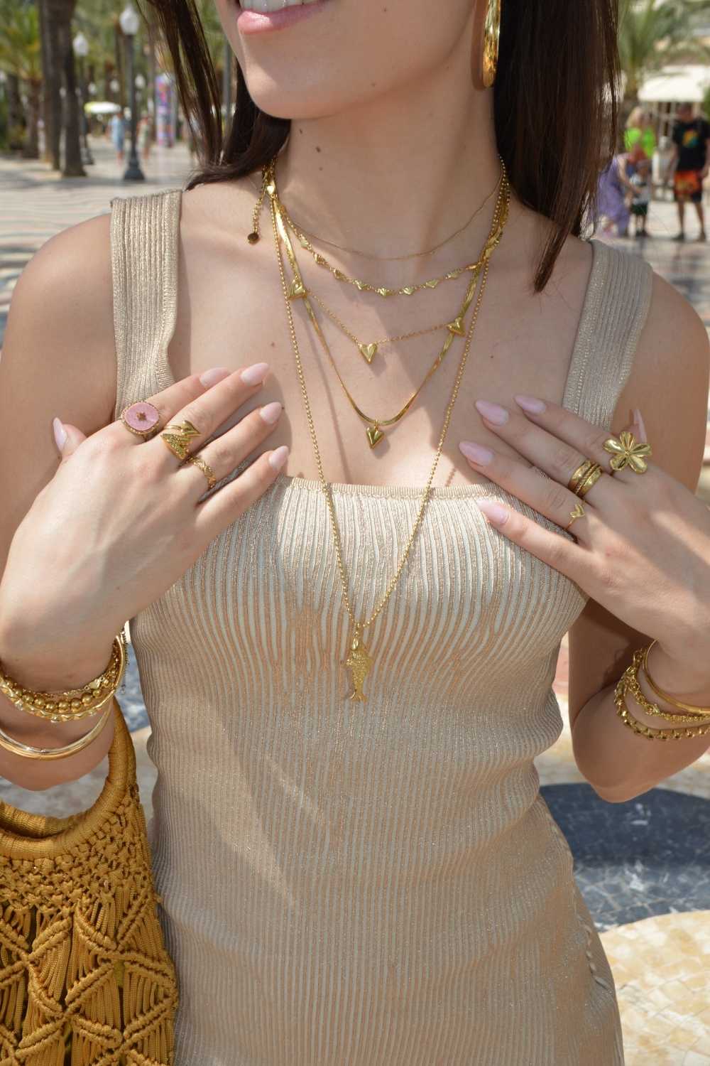 Double hearts ketting | Goud