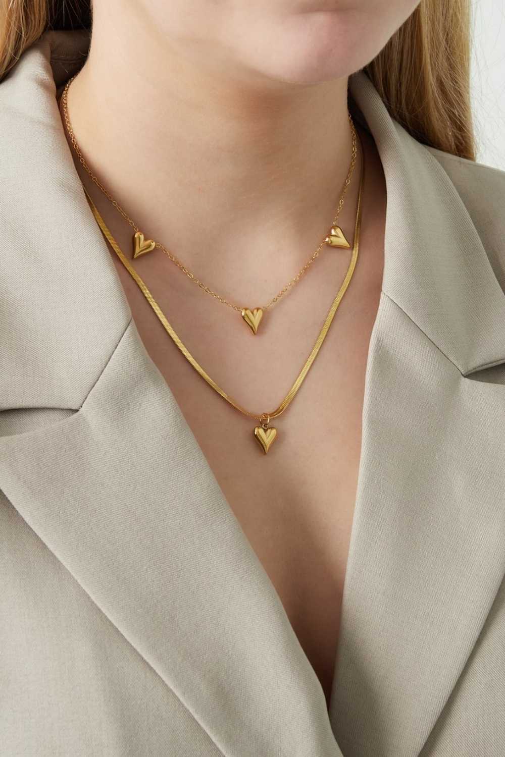 Double hearts ketting | Goud