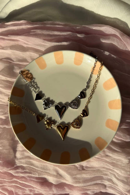 Multi heart ketting | Zilver