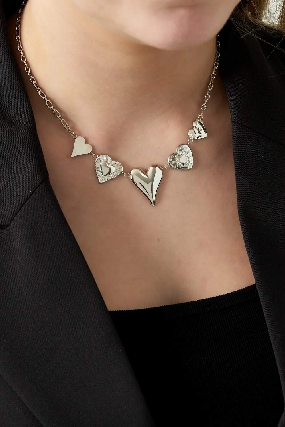 Multi heart ketting | Zilver