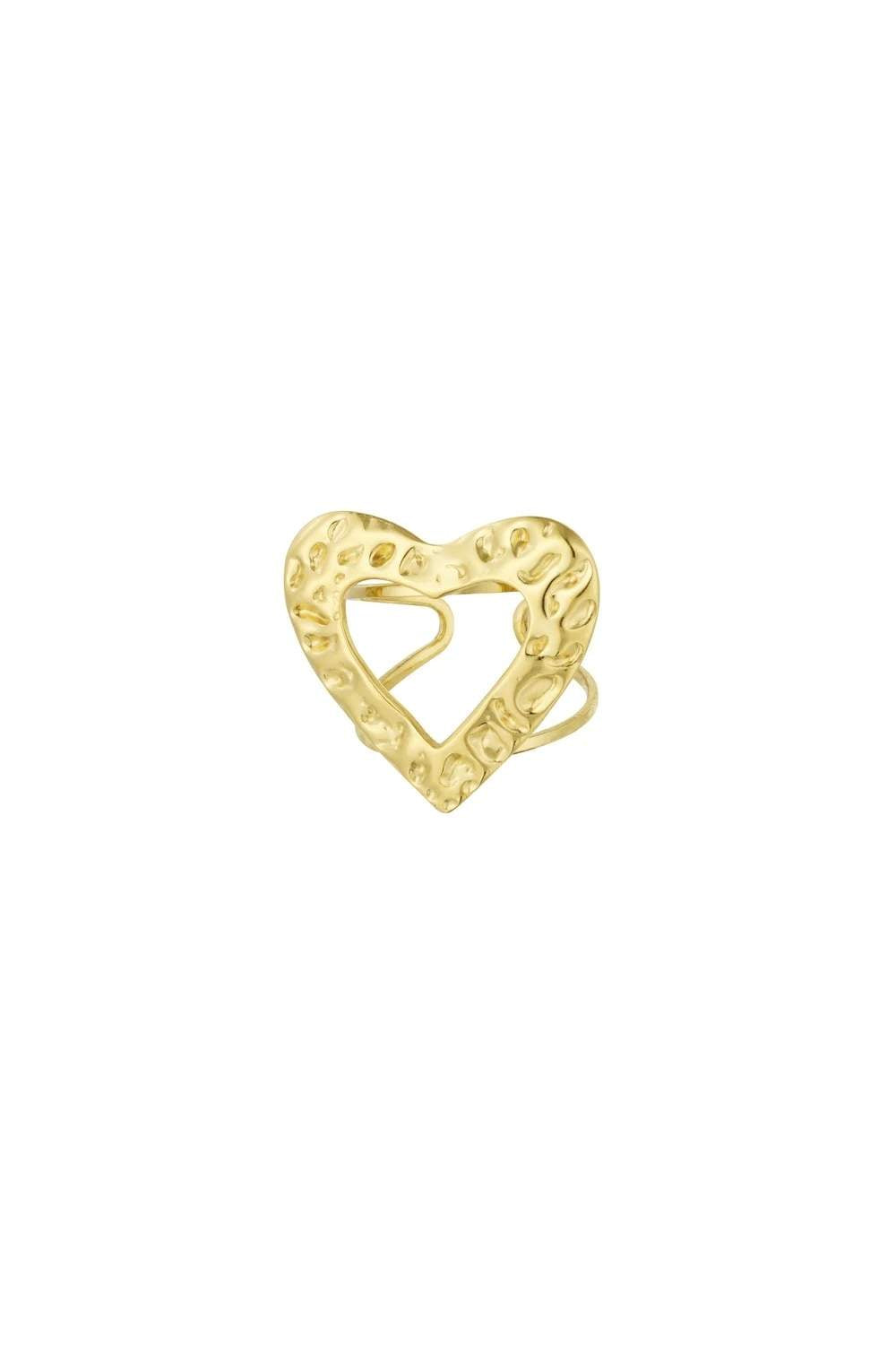 Textured heart ring | Goud