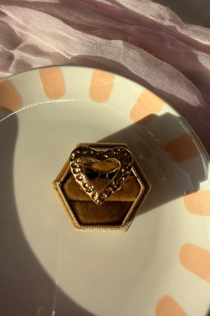 Textured heart ring | Goud