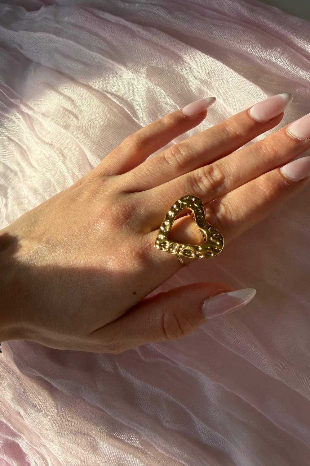 Textured heart ring | Goud