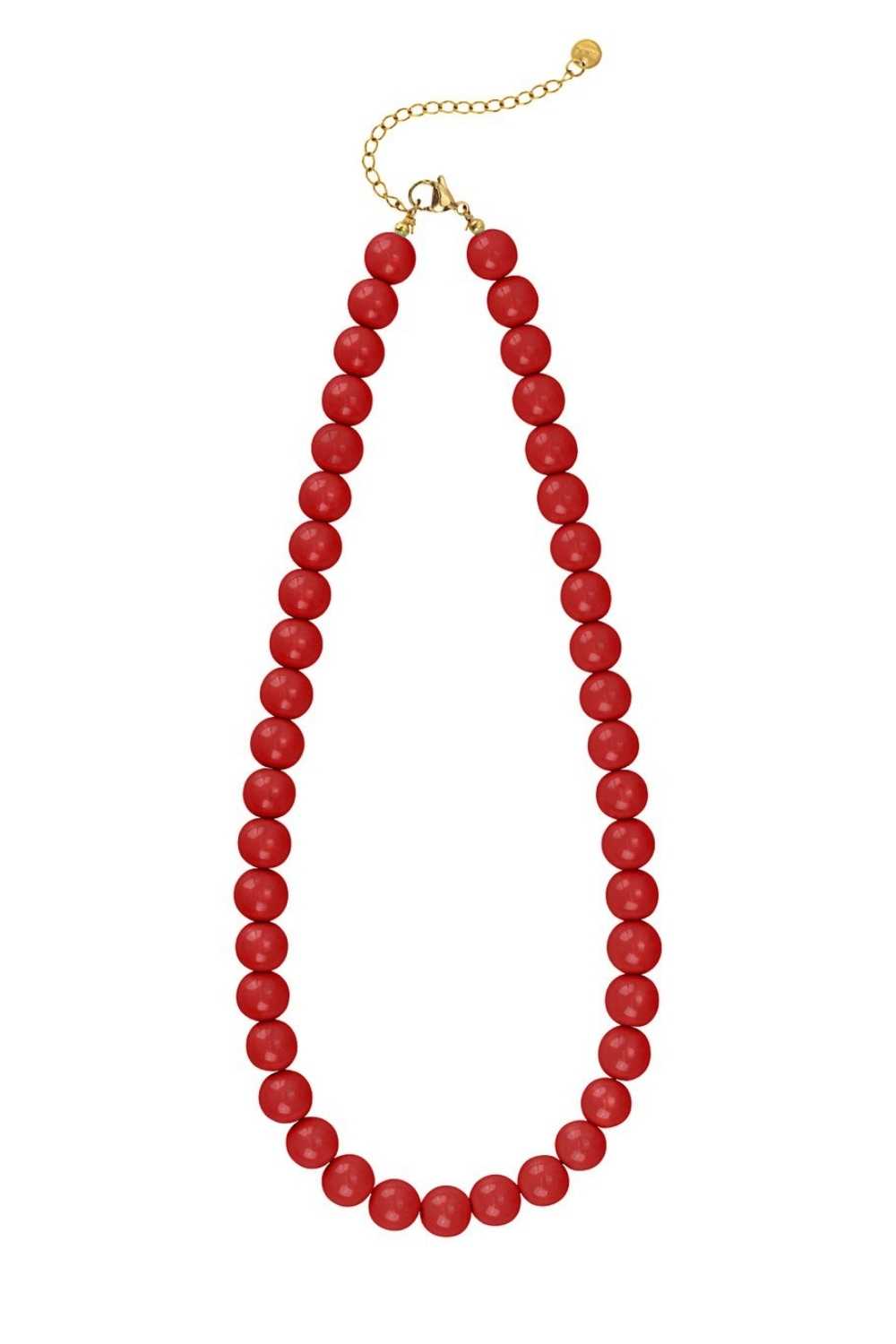 Classy rode kralen ketting | Goud