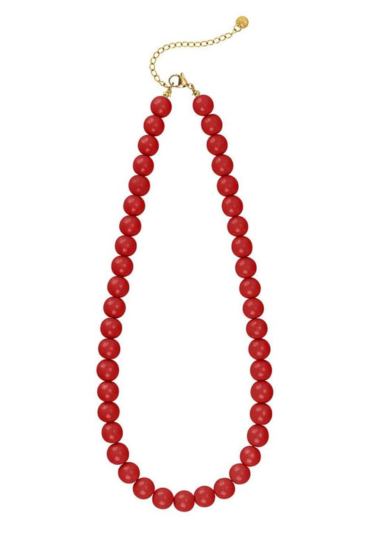 Classy rode kralen ketting | Goud