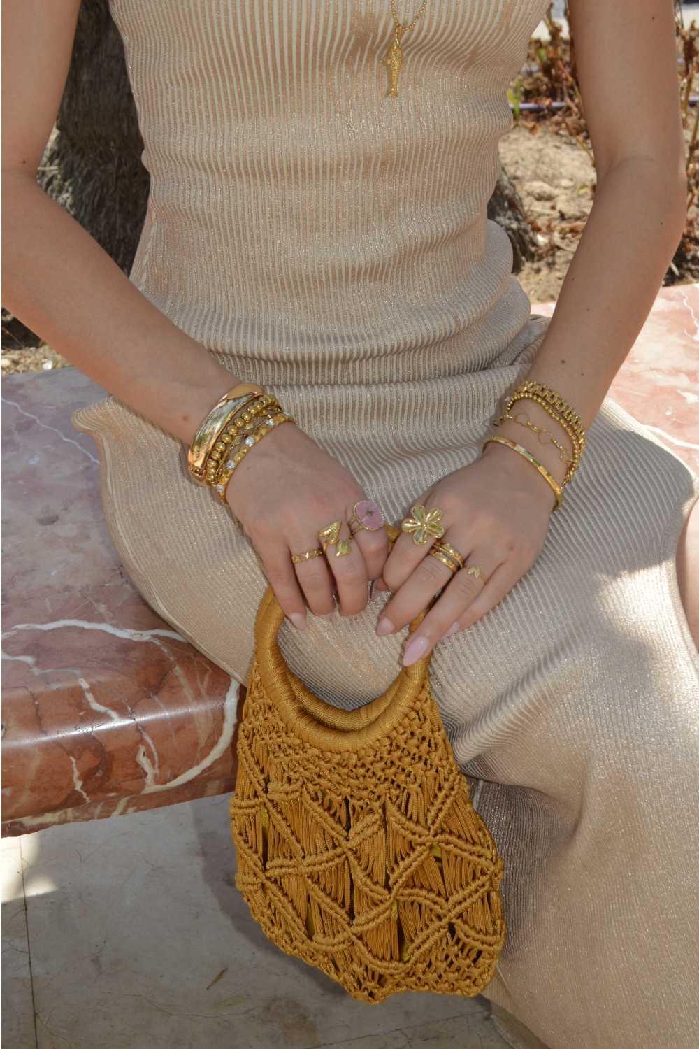 Geometric bangle armband | Goud