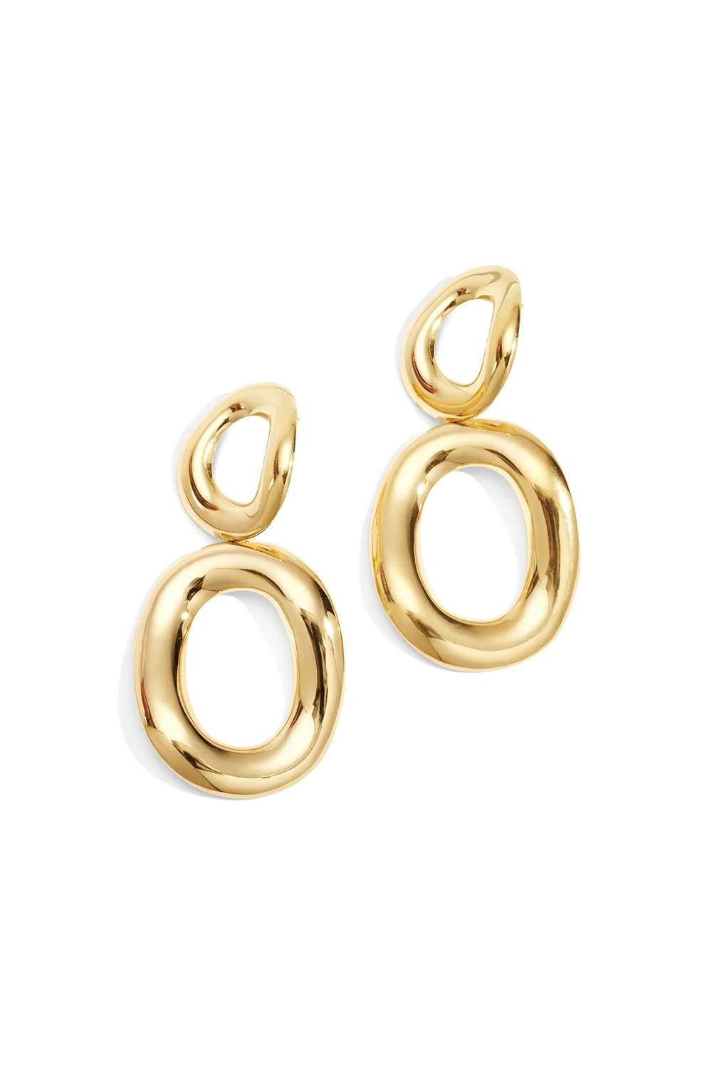 Bold oval drop oorbellen | Goud