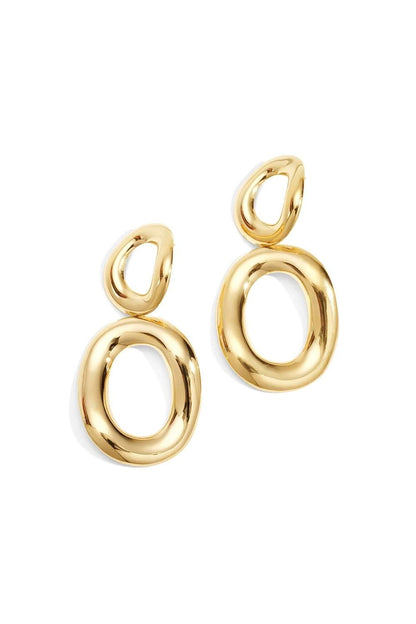 Bold oval drop oorbellen | Goud