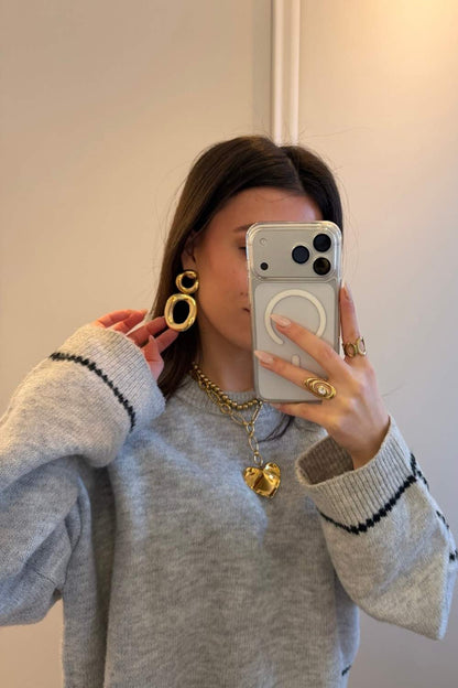 Bold oval drop oorbellen | Goud