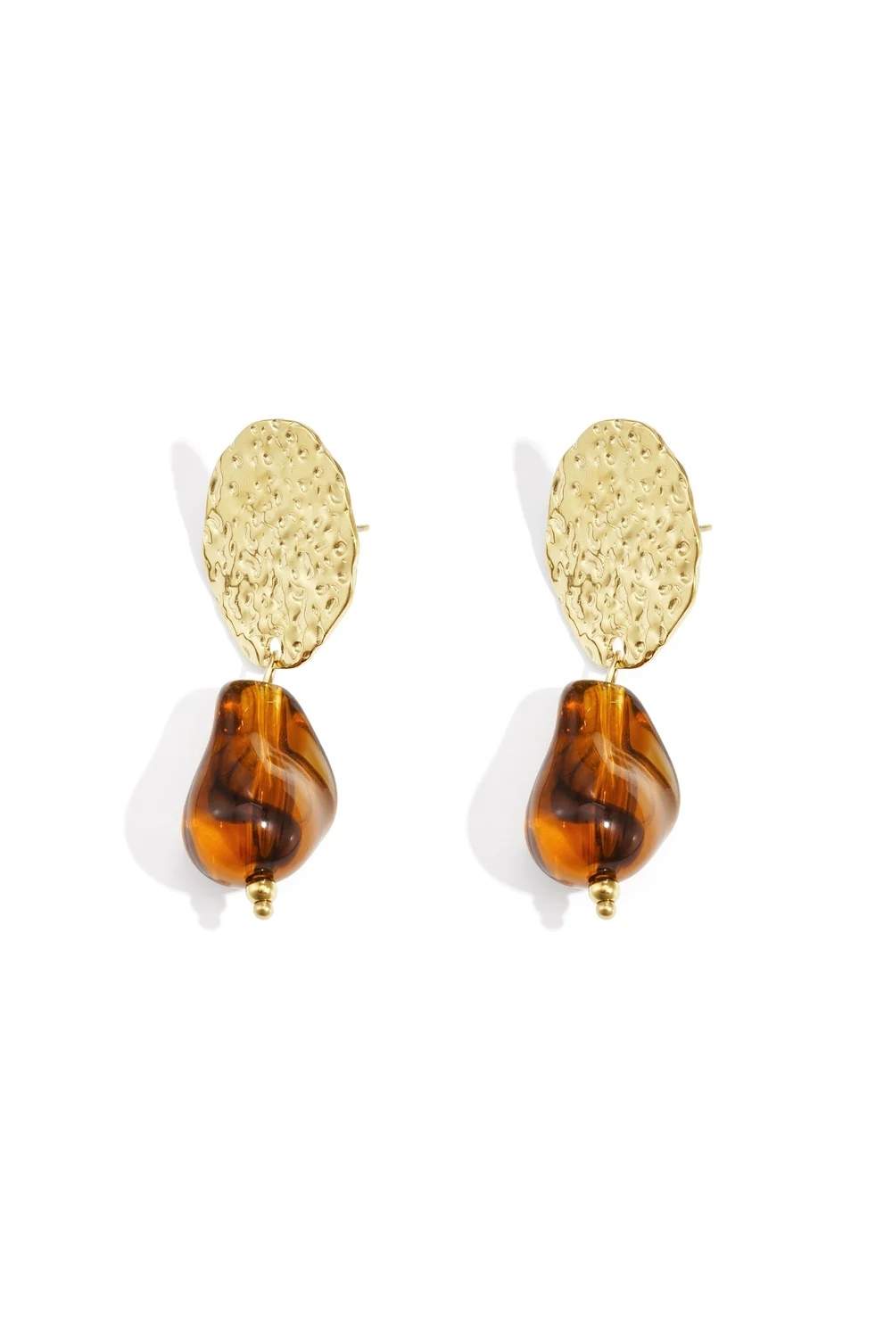 Amber drop oorbellen | Goud